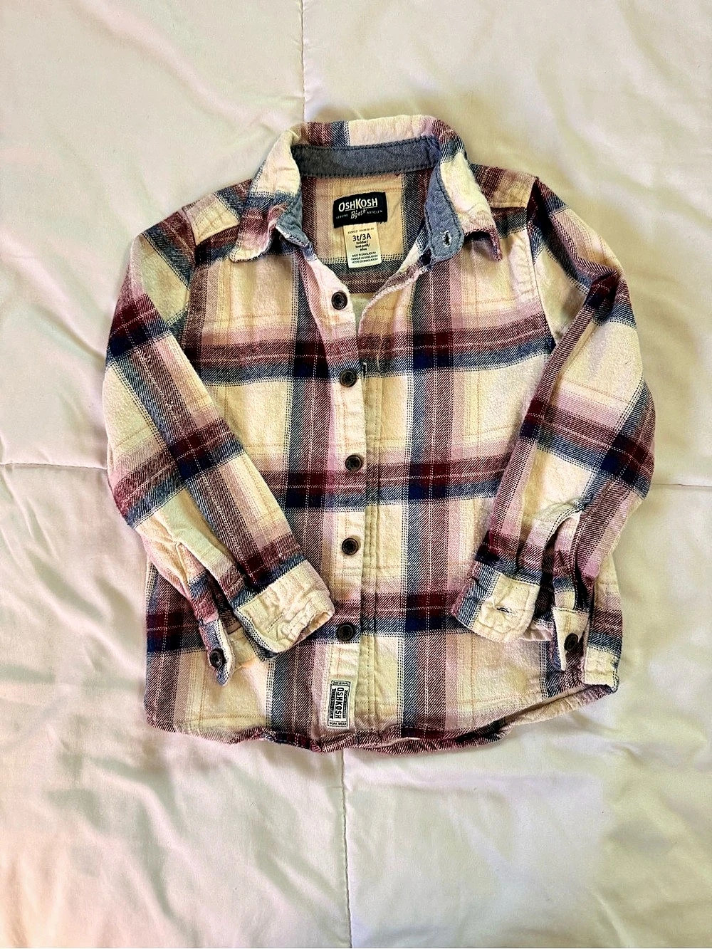 OshKosh B’gosh Toddler Plaid Flannel Button-Front Shirt Unisex Plaid Button Down